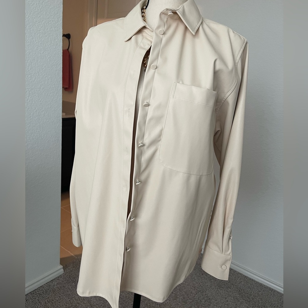 Faux leather blouse